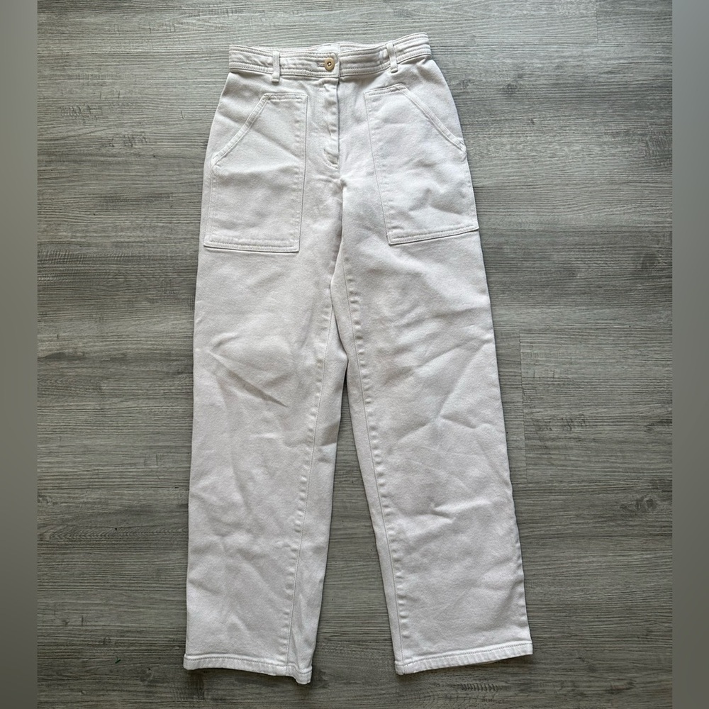 Wilfred free light beige High-Waisted Pants Sz 0 distressed look